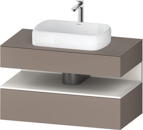 Console vanity unit wall-mounted, QA4731084436010 Front: Basalte Matt, Decor, Corpus: Basalte Matt, Decor, Console: Basalte Matt, Lacquer, Niche lighting Integrated
