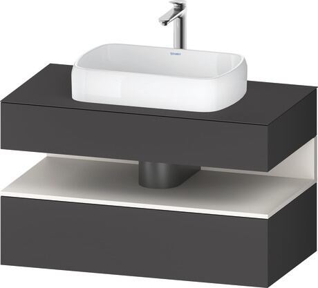 Console vanity unit wall-mounted, QA4731084496010 Front: Graphite Matt, Decor, Corpus: Graphite Matt, Decor, Console: Graphite Matt, Lacquer, Niche lighting Integrated