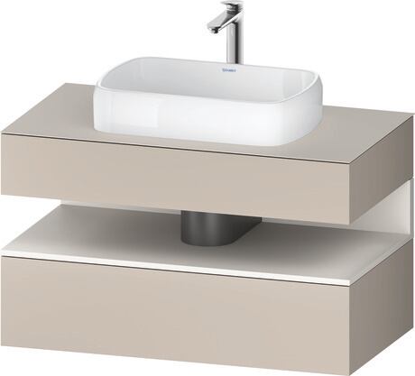 Console vanity unit wall-mounted, QA4731084916010 Front: taupe Matt, Decor, Corpus: taupe Matt, Decor, Console: taupe Matt, Lacquer, Niche lighting Integrated