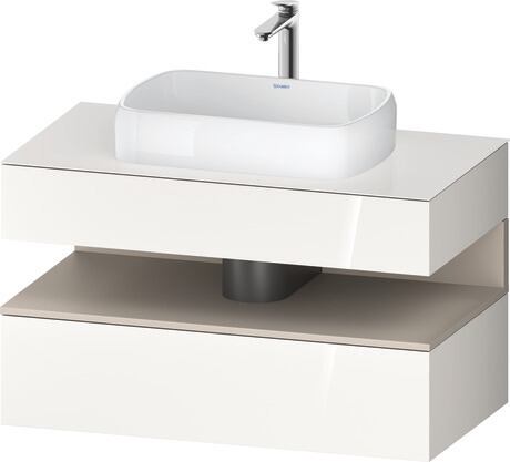 Console vanity unit wall-mounted, QA4731091226010 Front: White High Gloss, Decor, Corpus: White High Gloss, Decor, Console: White High Gloss, Lacquer, Niche lighting Integrated