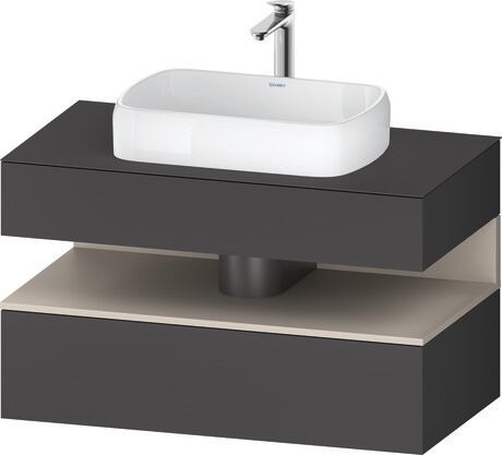 Console vanity unit wall-mounted, QA4731091496010 Front: Graphite Matt, Decor, Corpus: Graphite Matt, Decor, Console: Graphite Matt, Lacquer, Niche lighting Integrated