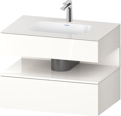 Built-in basin with console vanity unit, QA4785022227010 Front: White High Gloss, Decor, Corpus: White High Gloss, Decor, Console: White High Gloss, Lacquer, Niche lighting Integrated