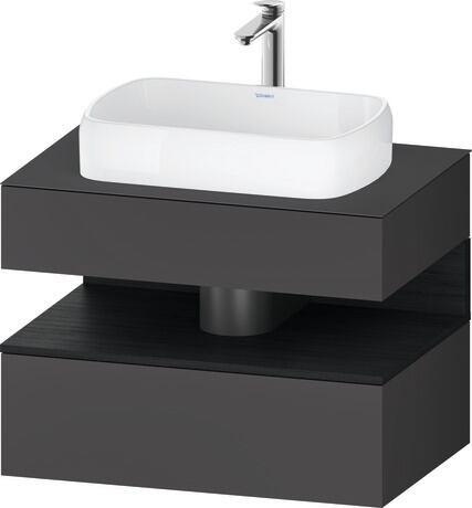 Console vanity unit wall-mounted, QA4730016496010 Front: Graphite Matt, Decor, Corpus: Graphite Matt, Decor, Console: Graphite Matt, Lacquer, Niche lighting Integrated
