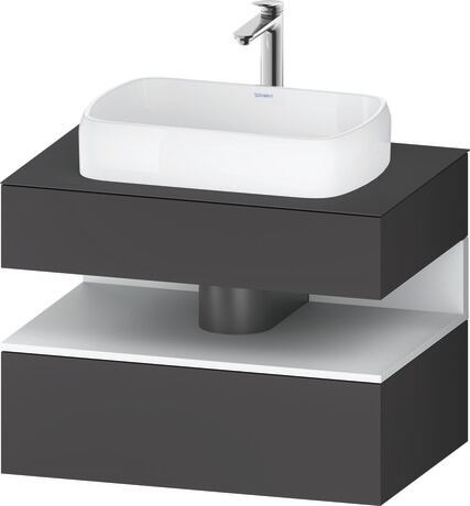 Console vanity unit wall-mounted, QA4730018496010 Front: Graphite Matt, Decor, Corpus: Graphite Matt, Decor, Console: Graphite Matt, Lacquer, Niche lighting Integrated