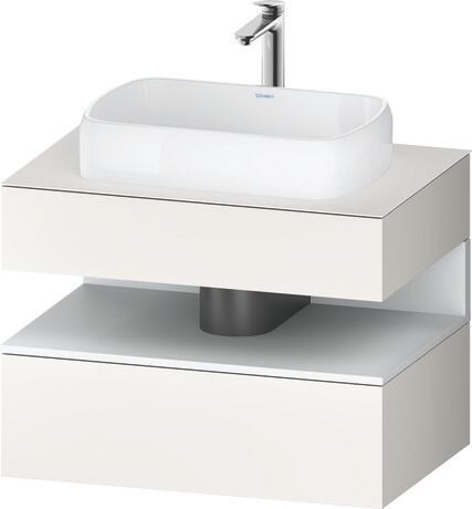 Console vanity unit wall-mounted, QA4730018846010 Front: White Super Matt, Decor, Corpus: White Super Matt, Decor, Console: White Super Matt, Lacquer, Niche lighting Integrated