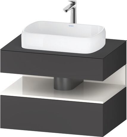 Console vanity unit wall-mounted, QA4730022496010 Front: Graphite Matt, Decor, Corpus: Graphite Matt, Decor, Console: Graphite Matt, Lacquer, Niche lighting Integrated