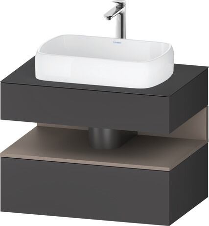 Console vanity unit wall-mounted, QA4730043496010 Front: Graphite Matt, Decor, Corpus: Graphite Matt, Decor, Console: Graphite Matt, Lacquer, Niche lighting Integrated