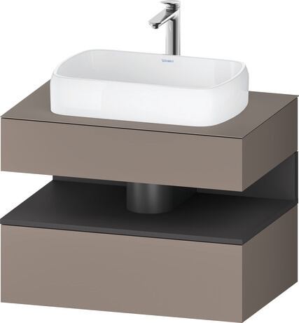 Console vanity unit wall-mounted, QA4730049436010 Front: Basalte Matt, Decor, Corpus: Basalte Matt, Decor, Console: Basalte Matt, Lacquer, Niche lighting Integrated