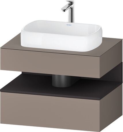 Console vanity unit wall-mounted, QA4730080436010 Front: Basalte Matt, Decor, Corpus: Basalte Matt, Decor, Console: Basalte Matt, Lacquer, Niche lighting Integrated