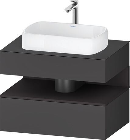 Console vanity unit wall-mounted, QA4730080496010 Front: Graphite Matt, Decor, Corpus: Graphite Matt, Decor, Console: Graphite Matt, Lacquer, Niche lighting Integrated