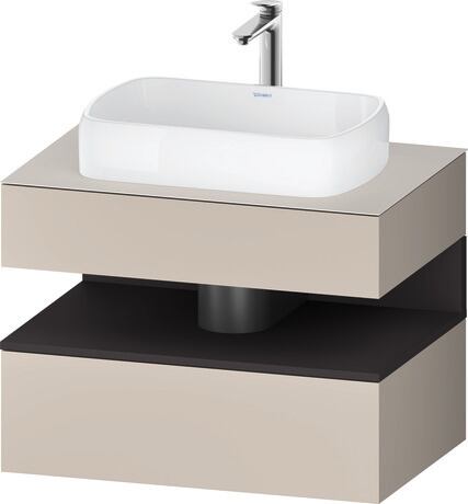 Console vanity unit wall-mounted, QA4730080916010 Front: taupe Matt, Decor, Corpus: taupe Matt, Decor, Console: taupe Matt, Lacquer, Niche lighting Integrated
