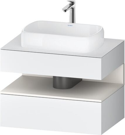 Console vanity unit wall-mounted, QA4730084186010 Front: White Matt, Decor, Corpus: White Matt, Decor, Console: White Matt, Lacquer, Niche lighting Integrated