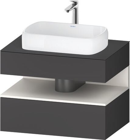 Console vanity unit wall-mounted, QA4730084496010 Front: Graphite Matt, Decor, Corpus: Graphite Matt, Decor, Console: Graphite Matt, Lacquer, Niche lighting Integrated