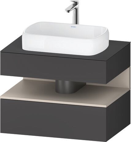 Console vanity unit wall-mounted, QA4730091496010 Front: Graphite Matt, Decor, Corpus: Graphite Matt, Decor, Console: Graphite Matt, Lacquer, Niche lighting Integrated