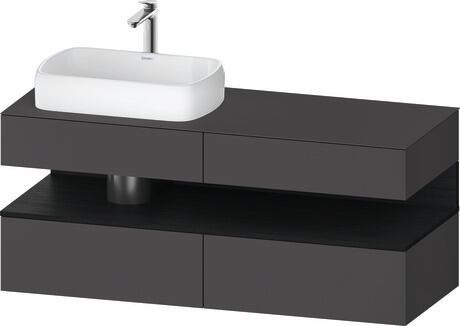 Console vanity unit wall-mounted, QA4765016496010 Front: Graphite Matt, Decor, Corpus: Graphite Matt, Decor, Console: Graphite Matt, Lacquer, Niche lighting Integrated