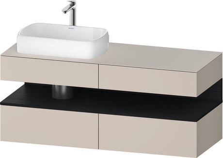 Console vanity unit wall-mounted, QA4765016916010 Front: taupe Matt, Decor, Corpus: taupe Matt, Decor, Console: taupe Matt, Lacquer, Niche lighting Integrated