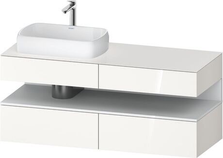 Console vanity unit wall-mounted, QA4765018226010 Front: White High Gloss, Decor, Corpus: White High Gloss, Decor, Console: White High Gloss, Lacquer, Niche lighting Integrated