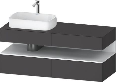 Console vanity unit wall-mounted, QA4765018496010 Front: Graphite Matt, Decor, Corpus: Graphite Matt, Decor, Console: Graphite Matt, Lacquer, Niche lighting Integrated