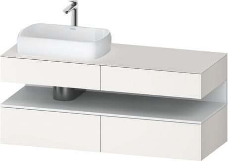 Console vanity unit wall-mounted, QA4765018846010 Front: White Super Matt, Decor, Corpus: White Super Matt, Decor, Console: White Super Matt, Lacquer, Niche lighting Integrated