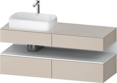 Console vanity unit wall-mounted, QA4765018916010 Front: taupe Matt, Decor, Corpus: taupe Matt, Decor, Console: taupe Matt, Lacquer, Niche lighting Integrated