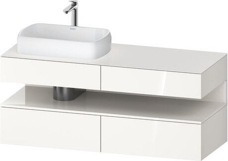 Console vanity unit wall-mounted, QA4765022227010 Front: White High Gloss, Decor, Corpus: White High Gloss, Decor, Console: White High Gloss, Lacquer, Niche lighting Integrated