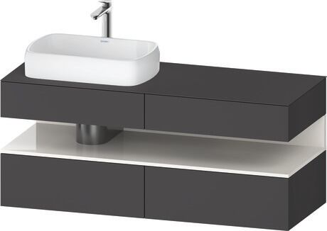 Console vanity unit wall-mounted, QA4765022496010 Front: Graphite Matt, Decor, Corpus: Graphite Matt, Decor, Console: Graphite Matt, Lacquer, Niche lighting Integrated