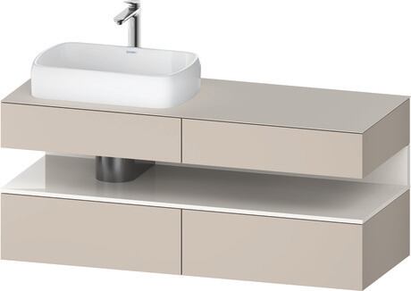 Console vanity unit wall-mounted, QA4765022916010 Front: taupe Matt, Decor, Corpus: taupe Matt, Decor, Console: taupe Matt, Lacquer, Niche lighting Integrated