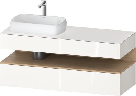 Console vanity unit wall-mounted, QA4765030226010 Front: White High Gloss, Decor, Corpus: White High Gloss, Decor, Console: White High Gloss, Lacquer, Niche lighting Integrated