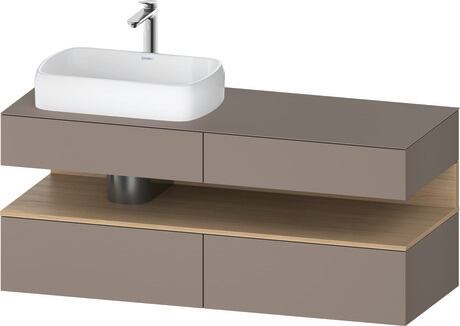 Console vanity unit wall-mounted, QA4765030436010 Front: Basalte Matt, Decor, Corpus: Basalte Matt, Decor, Console: Basalte Matt, Lacquer, Niche lighting Integrated
