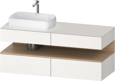 Console vanity unit wall-mounted, QA4765030846010 Front: White Super Matt, Decor, Corpus: White Super Matt, Decor, Console: White Super Matt, Lacquer, Niche lighting Integrated