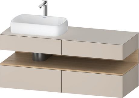 Console vanity unit wall-mounted, QA4765030916010 Front: taupe Matt, Decor, Corpus: taupe Matt, Decor, Console: taupe Matt, Lacquer, Niche lighting Integrated