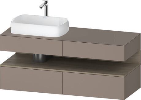 Console vanity unit wall-mounted, QA4765035436010 Front: Basalte Matt, Decor, Corpus: Basalte Matt, Decor, Console: Basalte Matt, Lacquer, Niche lighting Integrated