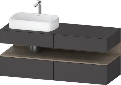 Console vanity unit wall-mounted, QA4765035496010 Front: Graphite Matt, Decor, Corpus: Graphite Matt, Decor, Console: Graphite Matt, Lacquer, Niche lighting Integrated