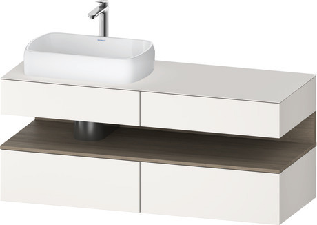 Console vanity unit wall-mounted, QA4765035846010 Front: White Super Matt, Decor, Corpus: White Super Matt, Decor, Console: White Super Matt, Lacquer, Niche lighting Integrated