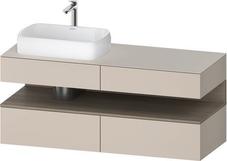 Console vanity unit wall-mounted, QA4765035916010 Front: taupe Matt, Decor, Corpus: taupe Matt, Decor, Console: taupe Matt, Lacquer, Niche lighting Integrated