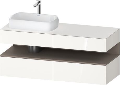 Console vanity unit wall-mounted, QA4765043226010 Front: White High Gloss, Decor, Corpus: White High Gloss, Decor, Console: White High Gloss, Lacquer, Niche lighting Integrated