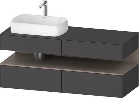 Console vanity unit wall-mounted, QA4765043496010 Front: Graphite Matt, Decor, Corpus: Graphite Matt, Decor, Console: Graphite Matt, Lacquer, Niche lighting Integrated