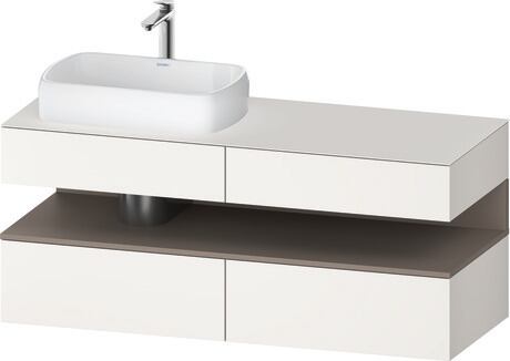 Console vanity unit wall-mounted, QA4765043846010 Front: White Super Matt, Decor, Corpus: White Super Matt, Decor, Console: White Super Matt, Lacquer, Niche lighting Integrated