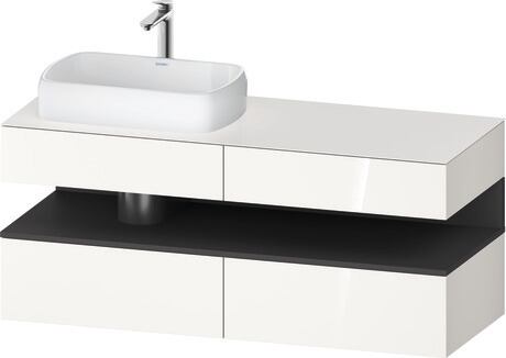 Console vanity unit wall-mounted, QA4765049226010 Front: White High Gloss, Decor, Corpus: White High Gloss, Decor, Console: White High Gloss, Lacquer, Niche lighting Integrated