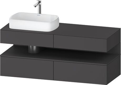 Console vanity unit wall-mounted, QA4765049497010 Front: Graphite Matt, Decor, Corpus: Graphite Matt, Decor, Console: Graphite Matt, Lacquer, Niche lighting Integrated