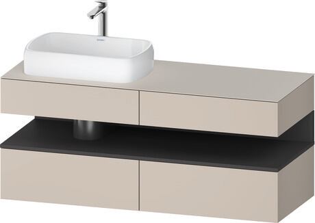 Console vanity unit wall-mounted, QA4765049916010 Front: taupe Matt, Decor, Corpus: taupe Matt, Decor, Console: taupe Matt, Lacquer, Niche lighting Integrated