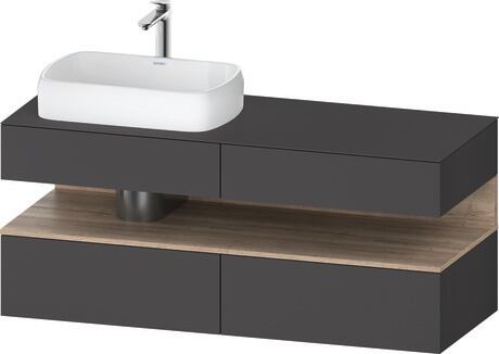 Console vanity unit wall-mounted, QA4765055496010 Front: Graphite Matt, Decor, Corpus: Graphite Matt, Decor, Console: Graphite Matt, Lacquer, Niche lighting Integrated