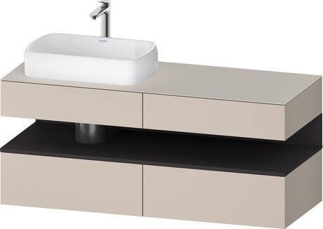 Console vanity unit wall-mounted, QA4765080916010 Front: taupe Matt, Decor, Corpus: taupe Matt, Decor, Console: taupe Matt, Lacquer, Niche lighting Integrated