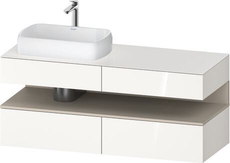 Console vanity unit wall-mounted, QA4765083226010 Front: White High Gloss, Decor, Corpus: White High Gloss, Decor, Console: White High Gloss, Lacquer, Niche lighting Integrated