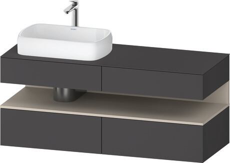 Console vanity unit wall-mounted, QA4765083496010 Front: Graphite Matt, Decor, Corpus: Graphite Matt, Decor, Console: Graphite Matt, Lacquer, Niche lighting Integrated