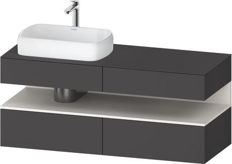 Console vanity unit wall-mounted, QA4765084496010 Front: Graphite Matt, Decor, Corpus: Graphite Matt, Decor, Console: Graphite Matt, Lacquer, Niche lighting Integrated