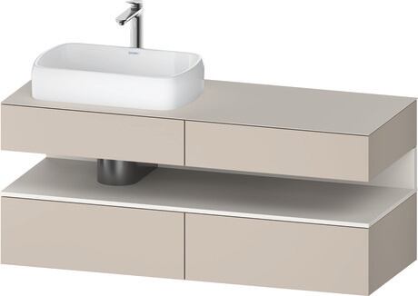 Console vanity unit wall-mounted, QA4765084916010 Front: taupe Matt, Decor, Corpus: taupe Matt, Decor, Console: taupe Matt, Lacquer, Niche lighting Integrated