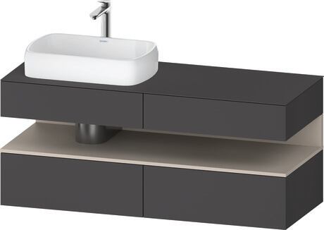 Console vanity unit wall-mounted, QA4765091496010 Front: Graphite Matt, Decor, Corpus: Graphite Matt, Decor, Console: Graphite Matt, Lacquer, Niche lighting Integrated