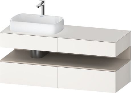 Console vanity unit wall-mounted, QA4765091846010 Front: White Super Matt, Decor, Corpus: White Super Matt, Decor, Console: White Super Matt, Lacquer, Niche lighting Integrated