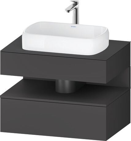 Console vanity unit wall-mounted, QA4730049496010 Front: Graphite Matt, Decor, Corpus: Graphite Matt, Decor, Console: Graphite Matt, Lacquer, Niche lighting Integrated